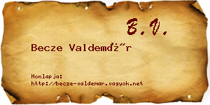 Becze Valdemár névjegykártya